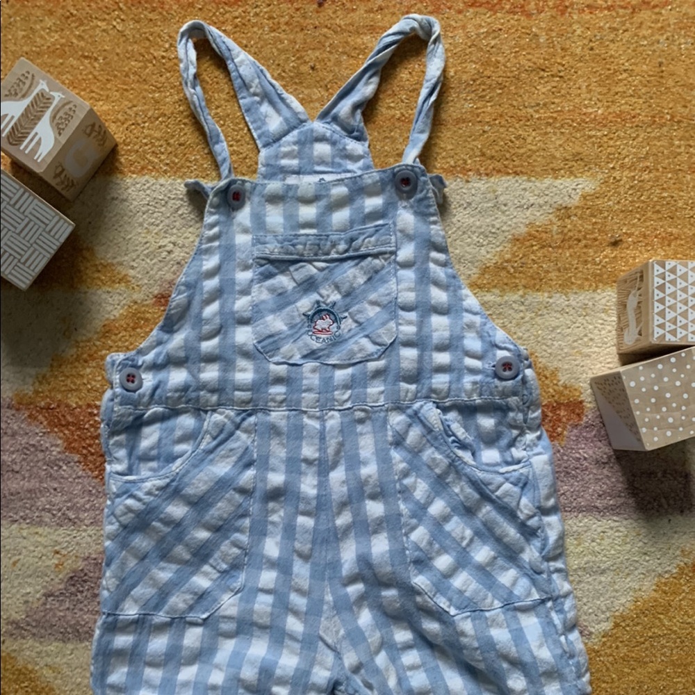 Baby Cottons Blue Gingham Seersucker Overalls